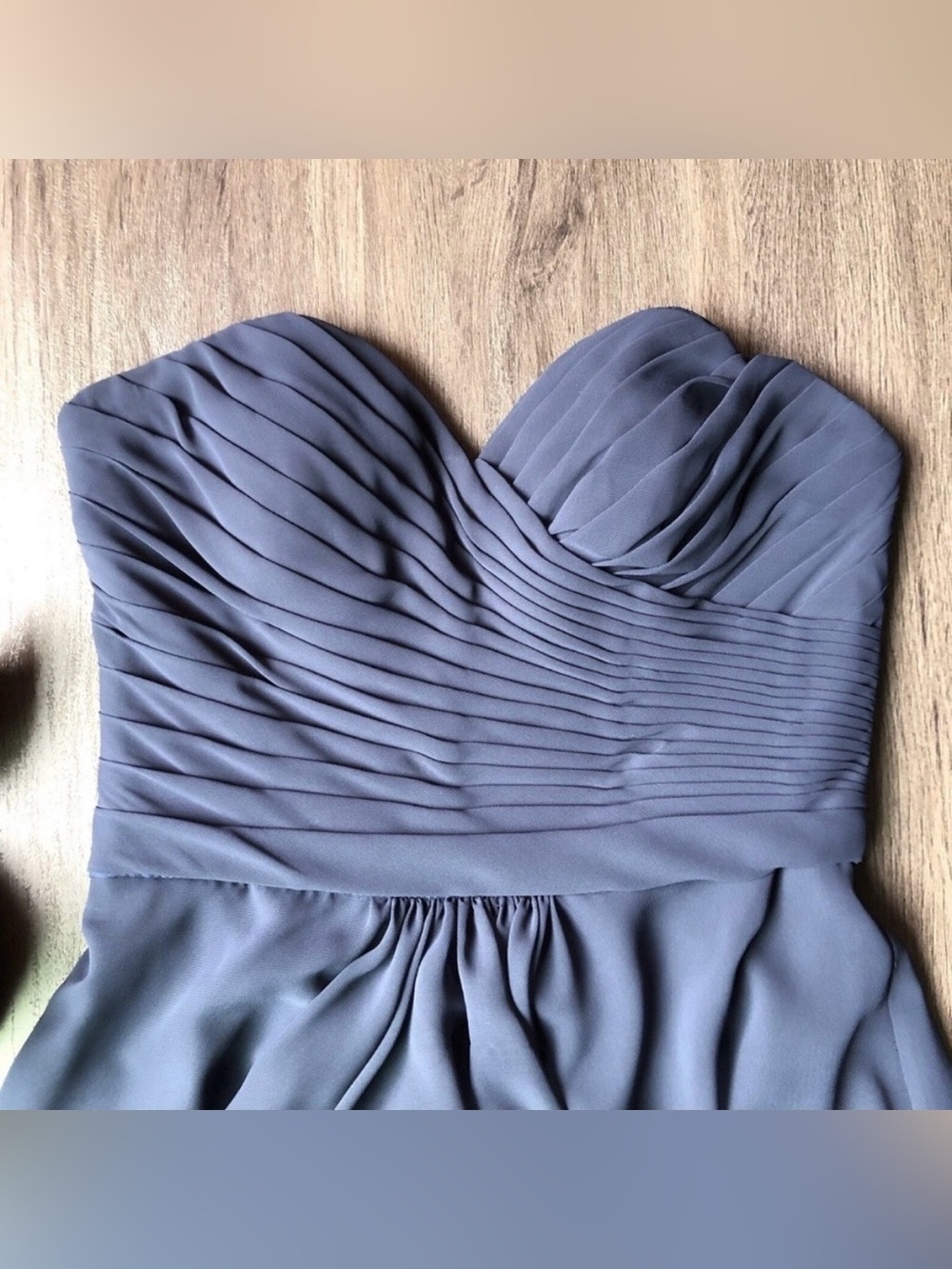 Mori Lee Strapless Slate Blue Cocktail Dress - Picture 2 of 10